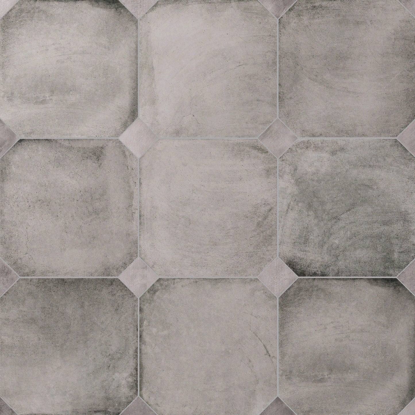 Affinity Tile Laverton Octagon Gris with Taco Gris 8-in x 8-in Matte Porcelain Cement look Multi-shaped Floor and Wall Tile product image