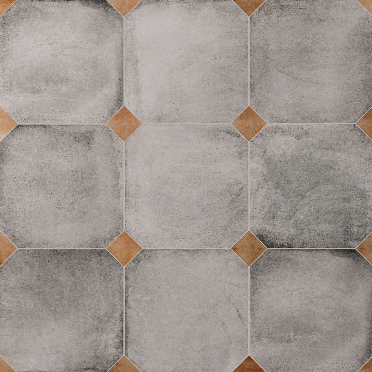 Affinity Tile Laverton Octagon Gris with Taco Natural 8-in x 8-in Matte Porcelain Cement look Multi-shaped Floor and Wall Tile product image