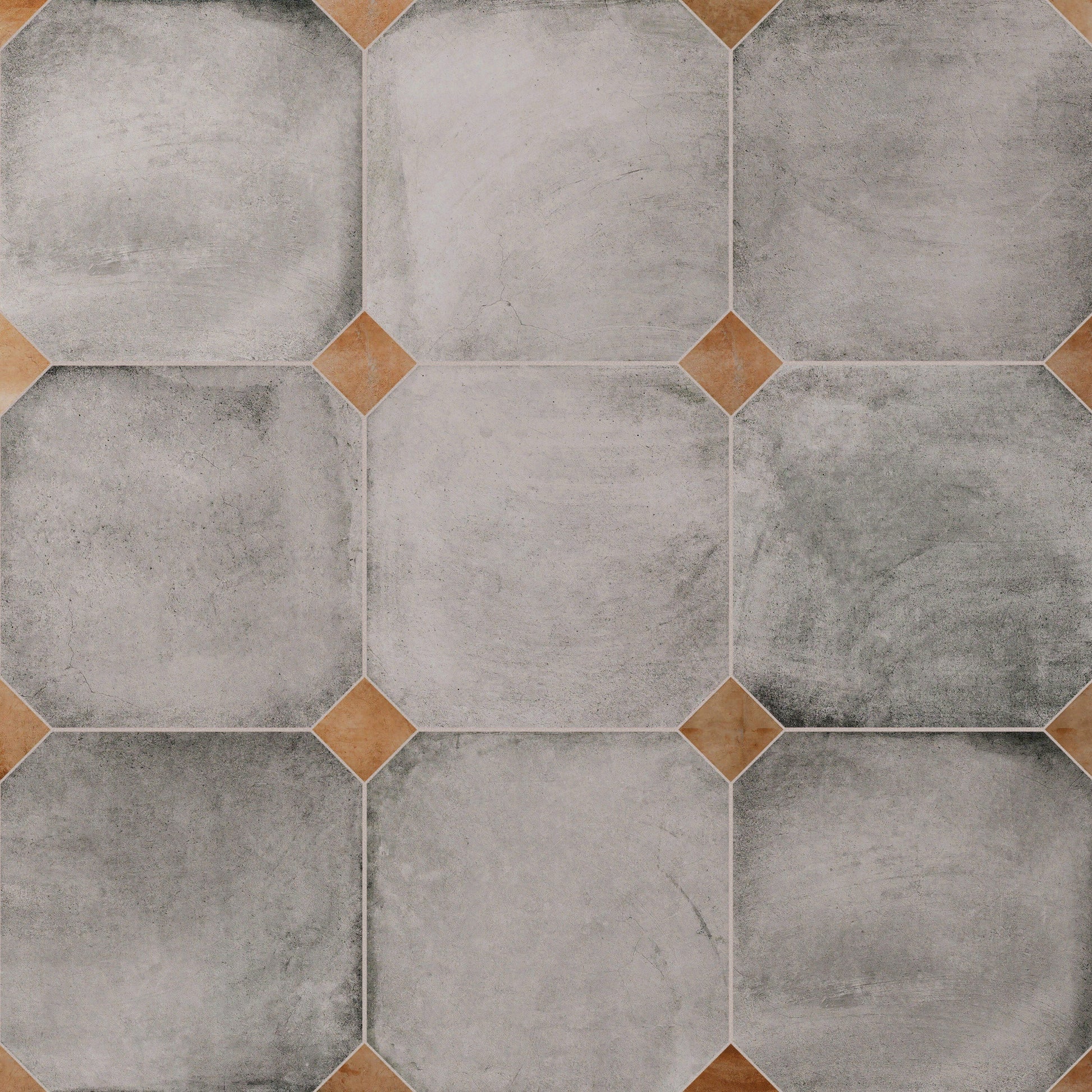 Affinity Tile Laverton Octagon Gris with Taco Natural 8-in x 8-in Matte Porcelain Cement look Multi-shaped Floor and Wall Tile product image