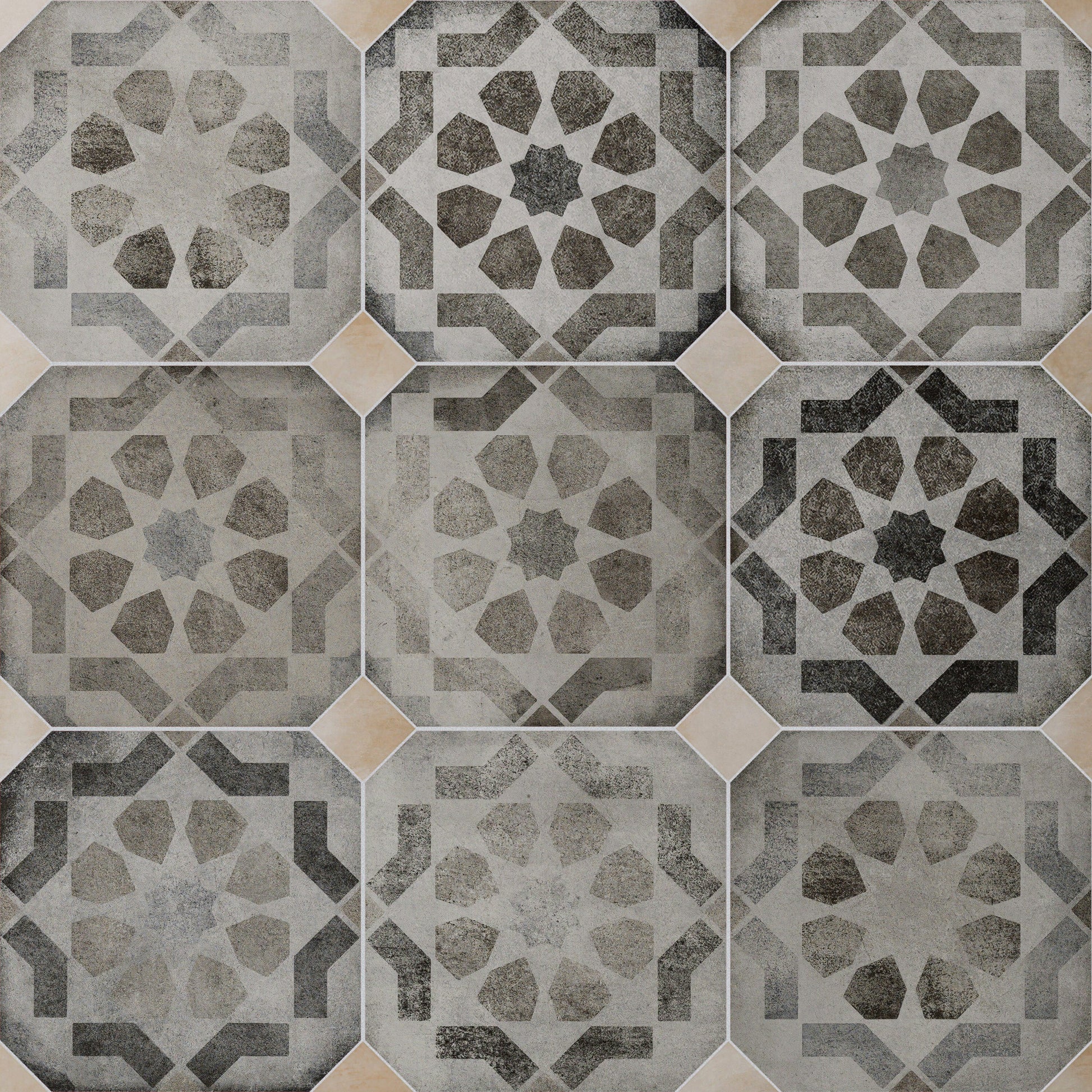 Affinity Tile Laverton Octagon Deco Sombra with Taco Arena 8-in x 8-in Matte Porcelain Cement look Multi-shaped Floor and Wall Tile product image