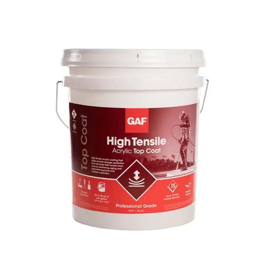 GAF High Tensile Acrylic Top Coat, 5 Gallon Pail
