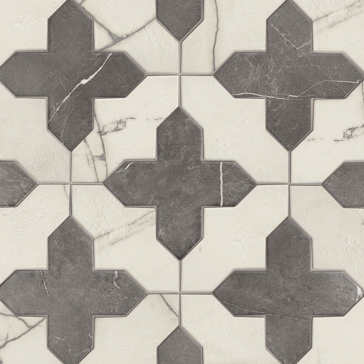Affinity Tile Istanbul Templar Shield Day with Night Cross 8-in x 8-in Multi-finish Porcelain Marble look Multi-shaped Floor and Wall Tile product image