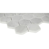 MSI Carrara White Hexagon 11.75 in. x 12 in. x 8mm Honed Marble Mesh-Mounted Mosaic Tile (9.8 sq. ft./case)
