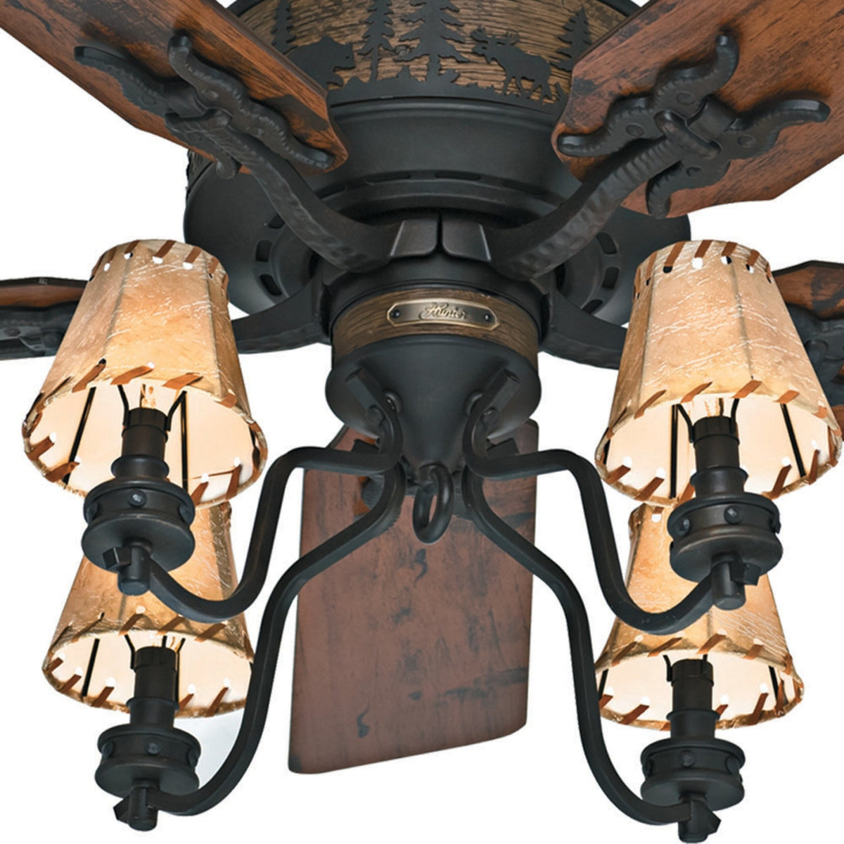 Hunter Adirondack 52-in Brittany Bronze Incandescent Indoor Ceiling Fan with Light, 5-Blade