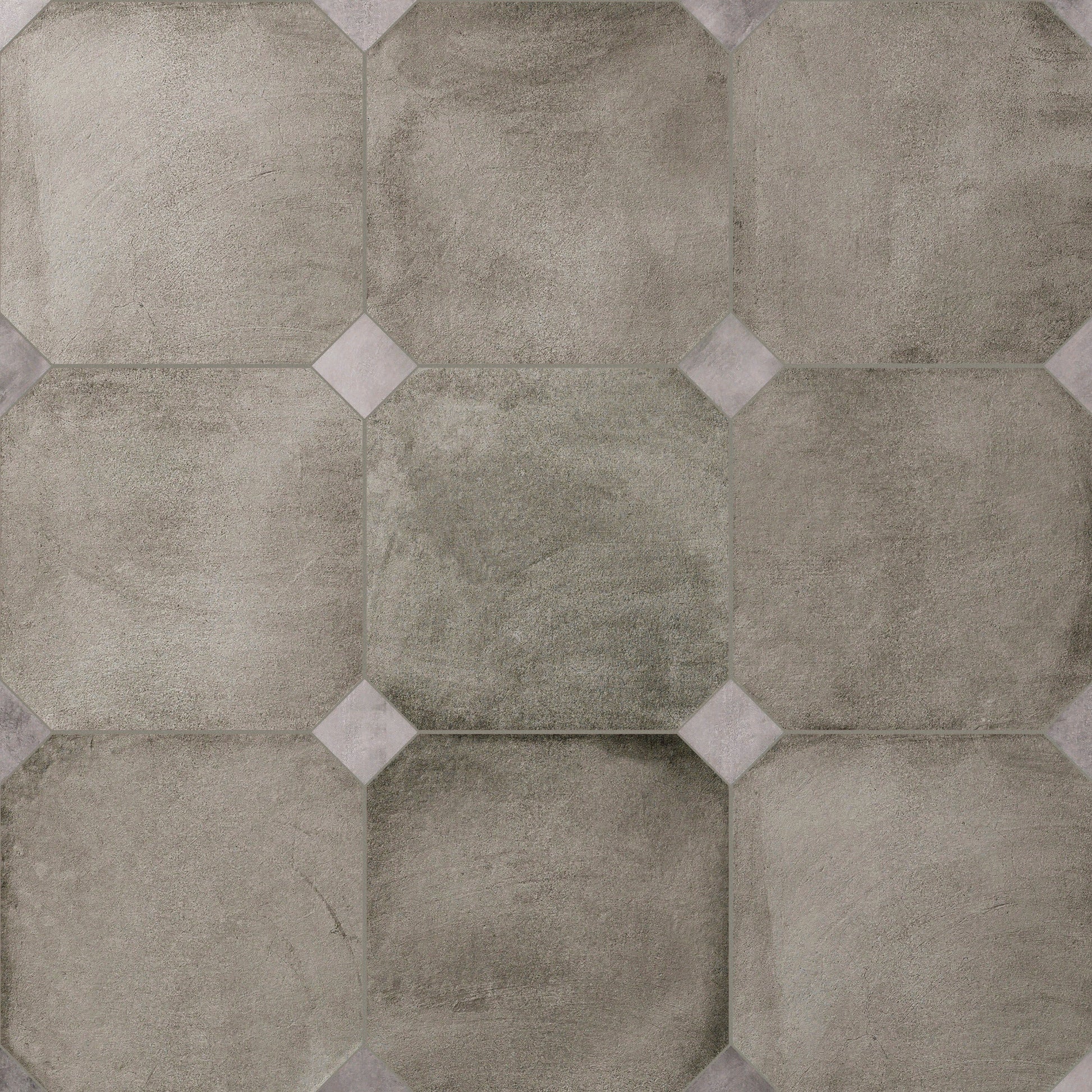 Affinity Tile Laverton Octagon Grafito with Taco Gris 8-in x 8-in Matte Porcelain Cement look Multi-shaped Floor and Wall Tile product image
