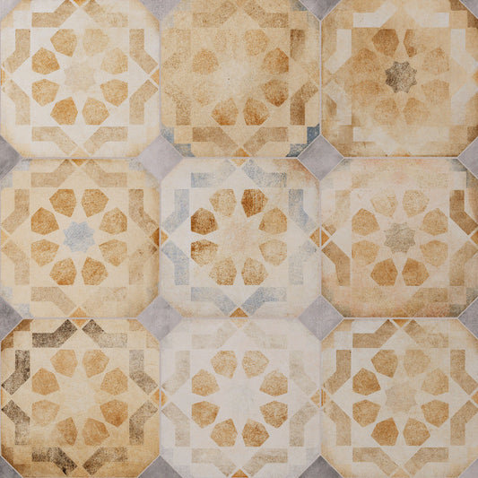 Affinity Tile Laverton Octagon Deco Multicolor with Taco Gris 8-in x 8-in Matte Porcelain Cement look Multi-shaped Floor and Wall Tile product image