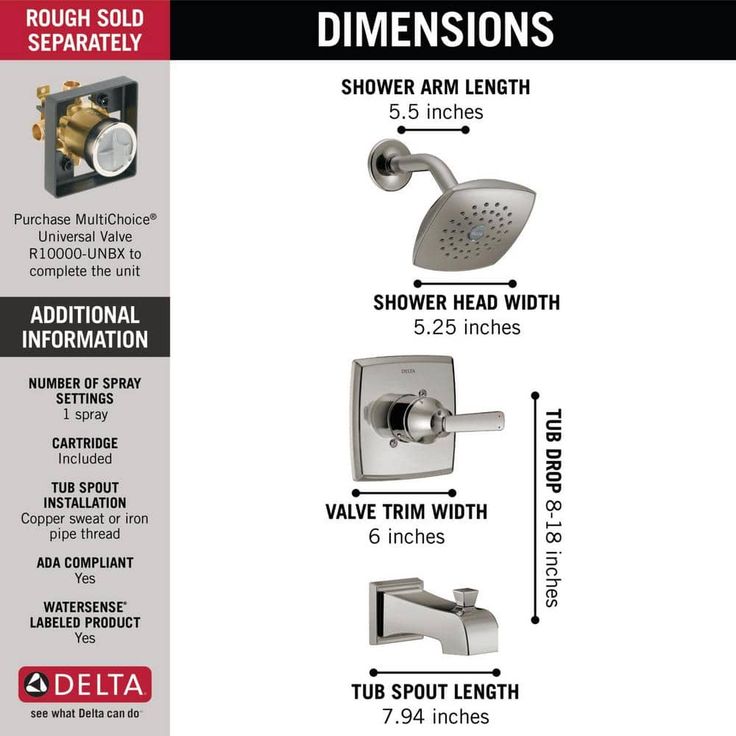 Delta Ashlyn Stainless 1-Handle Bathtub and Shower Faucet