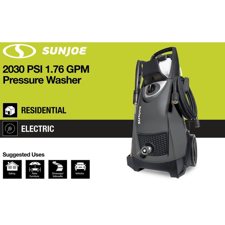 Sun Joe 2030 Max PSI 1.76 GPM 14.5 Amp Electric Pressure Washer, Black