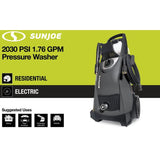 Sun Joe 2030 Max PSI 1.76 GPM 14.5 Amp Electric Pressure Washer, Black