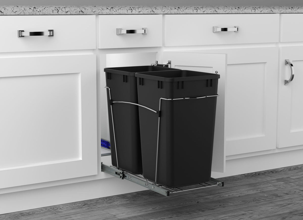 Rev-A-Shelf 27-Quart Plastic Soft-Close Dual Pull-Out Trash Can (RV-15PSC-18-5)