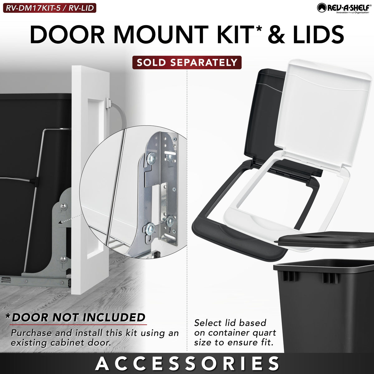 Rev-A-Shelf 35-Quart Plastic Soft-Close Dual Pull-Out Trash Can, Chrome Frame