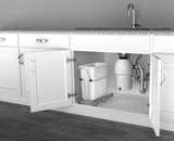 Rev-A-Shelf 20-Quart Soft-Close Pull-Out Trash Can, White Polymer Bin, Bottom-Mount RV-8PSC-11-5