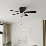 Harbor Breeze Mayfield 44-in Bronze LED Indoor Flush Mount Ceiling Fan with Light (5-Blade)