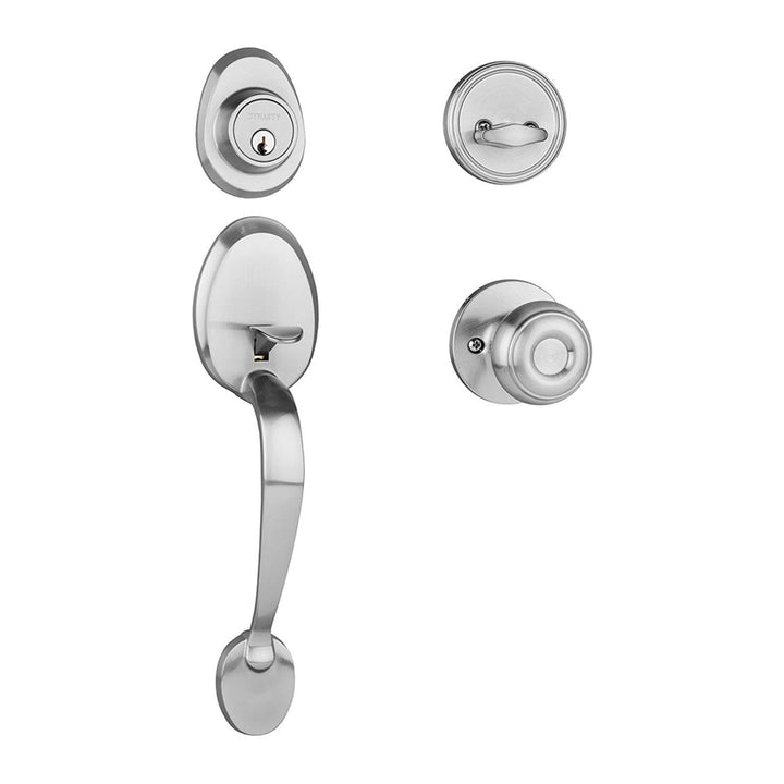 Satin Nickel Colorado Front Door Handleset with Sierra Knob