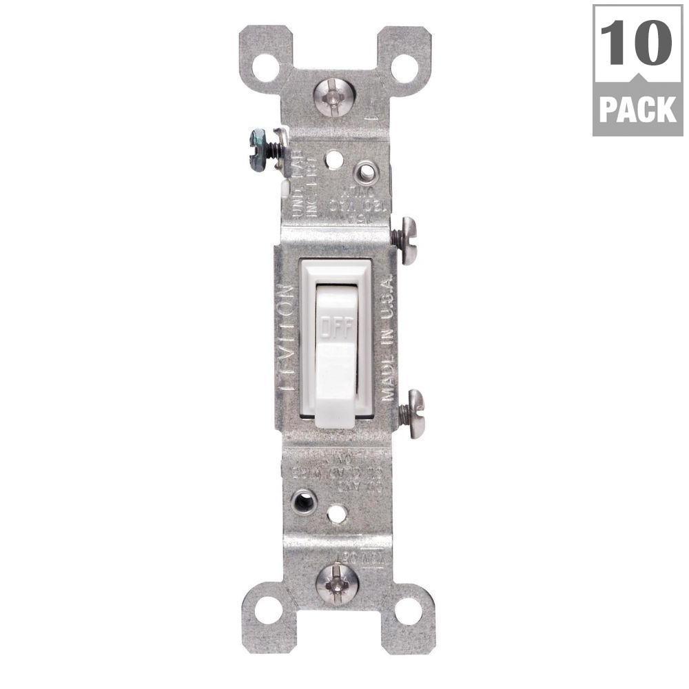 15 Amp Single-Pole Switch, White (10-Pack) - Super Arbor