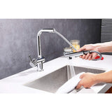 Single-Handle Pull Out Sprayer Kitchen Faucet in Brushed Nickel - Super Arbor