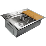 AKDY Handmade 30-in x 22-in Stainless Steel Single Bowl Drop-In 1-Hole Residential Kitchen Sink All-in-One Kit