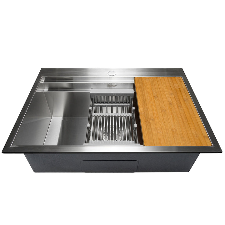 AKDY Handmade 30-in x 22-in Stainless Steel Single Bowl Drop-In 1-Hole Residential Kitchen Sink All-in-One Kit