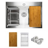 AKDY Handmade 30-in x 22-in Stainless Steel Single Bowl Drop-In 1-Hole Residential Kitchen Sink All-in-One Kit