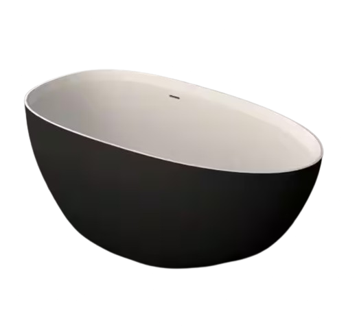 Moray 71 in. x 35 in. Stone Resin Flatbottom Freestanding Single Slipper Soaking Bathtub in White with Brass Drain