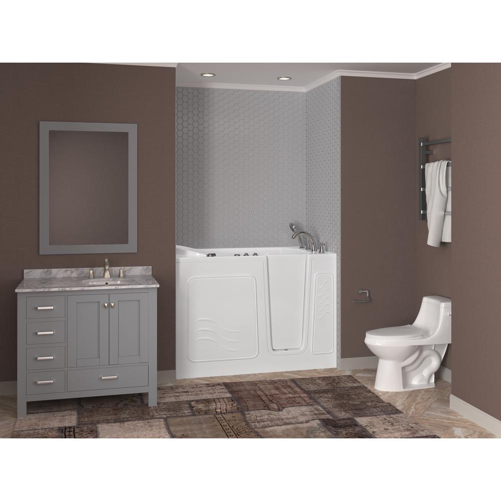 HD Series 53 in. Right Drain Quick Fill Walk-In Whirlpool Bath Tub with Powered Fast Drain in White - Super Arbor