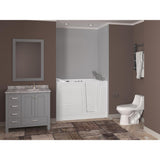HD Series 53 in. Right Drain Quick Fill Walk-In Whirlpool Bath Tub with Powered Fast Drain in White - Super Arbor