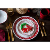 16-Piece Patterned Crimson Trellis Glass Dinnerware Set (Service for 4)
