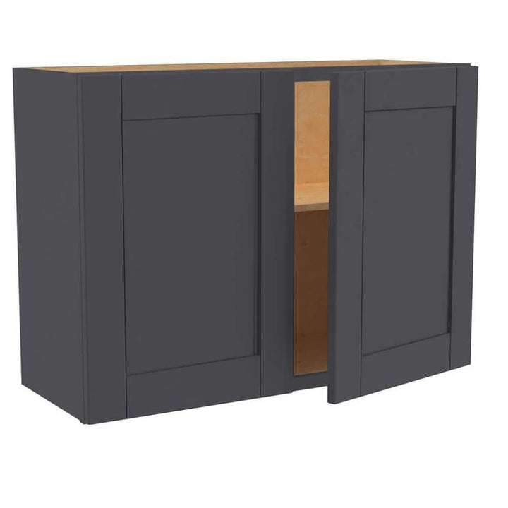 Home Decorators Collection Washington 33 in. W x 12 in. D x 24 in. H Assembled Plywood Wall Blind Kitchen Cabinet in Valiant Onyx with Soft Close