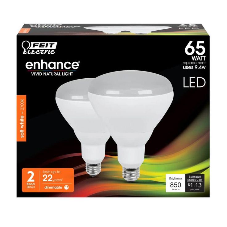 Feit Electric 65-Watt Equivalent BR40 Dimmable CEC Title 24 Compliant LED Energy Star 90+ CRI Flood Light Bulb, Soft White (2-Pack)