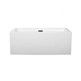 Melody 59.5 in. Acrylic Flatbottom Bathtub in White with Matte Black Trim - Super Arbor