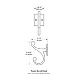 4-3/8 in. Statuary Bronze Rustic Scroll Wall Hook - Super Arbor