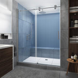 Langham XL 68 - 72 in. x 80 in. Frameless Sliding Shower Door with Ultra-Bright Frosted Glass in Stainless Steel - Super Arbor
