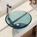 Glass Vessel Sink in Crystal with R9-7007 Faucet and Pop-Up Drain in Chrome - Super Arbor