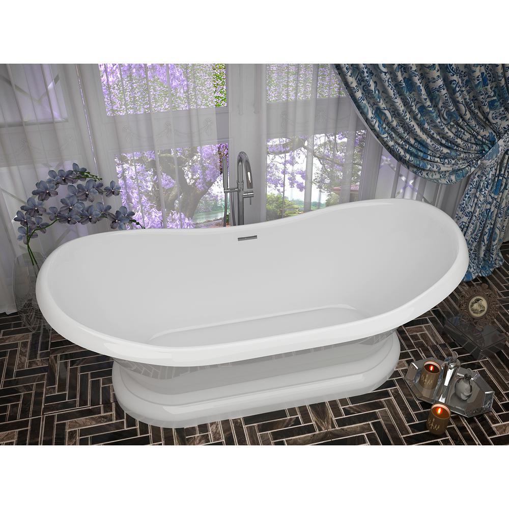 Ruby 5.9 ft. Acrylic Flatbottom Non-Whirlpool Bathtub in White - Super Arbor