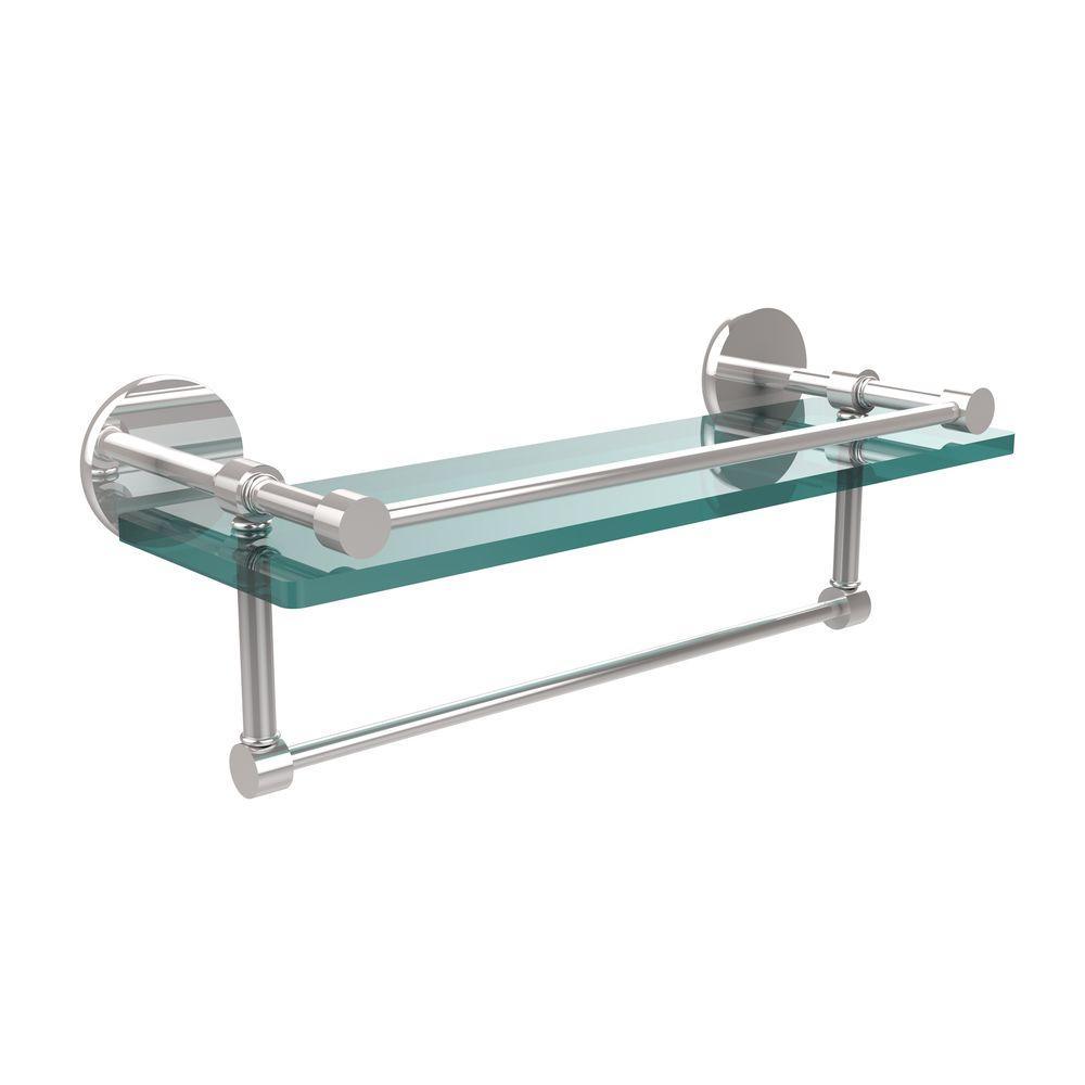 16 in. L  x 5 in. H  x 5 in. W Clear Glass Bathroom Shelf with Towel Bar in Oil Rubbed Bronze - Super Arbor