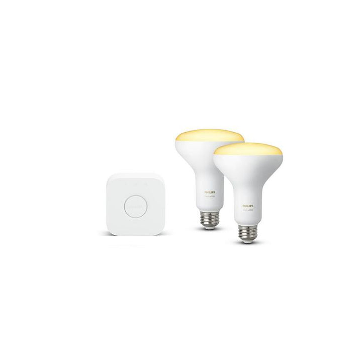 Philips Hue White BR30 LED 65W Equivalent Dimmable Wireless Smart Light Bulb Starter Kit (2 Bulbs and Bridge)