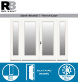 RELIABILT 96-in x 80-in Steel French, Right-hand inswing – feature callout