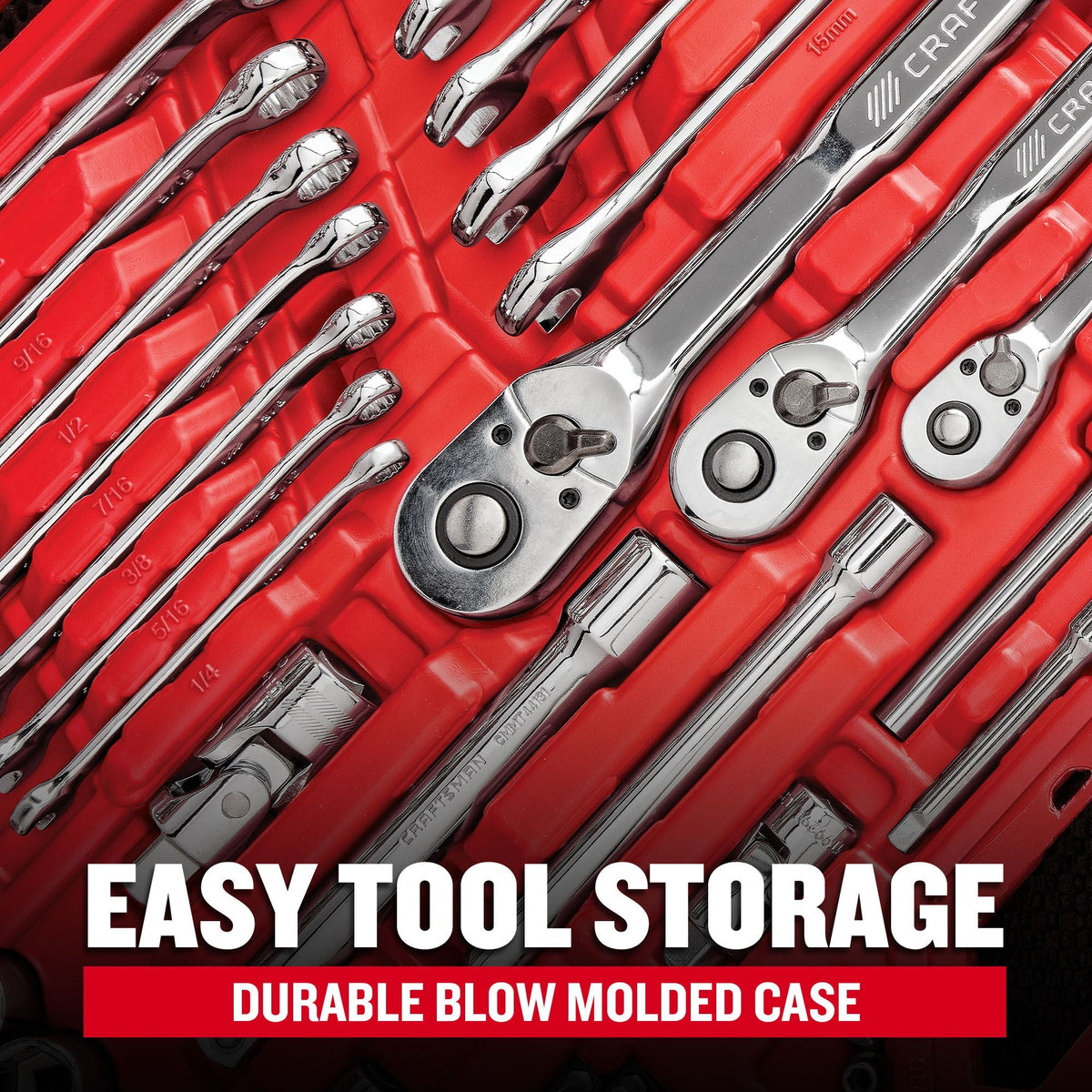 CRAFTSMAN 189-Piece SAE/Metric Mechanics Tool Set with 72-Tooth Ratchets & Hard Case, Polished Chrome