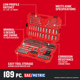 CRAFTSMAN 189-Piece SAE/Metric Mechanics Tool Set with 72-Tooth Ratchets & Hard Case, Polished Chrome