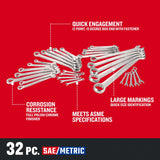 CRAFTSMAN 32-Piece 12-Point SAE & Metric Combination Wrench Set (No Case)