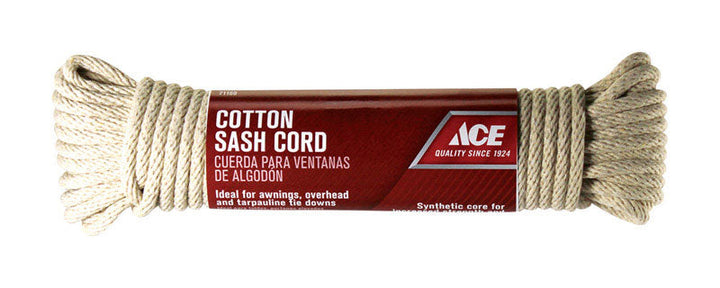 Ace 1/4 in. D x 50 ft. L White Solid Braided Cotton Cord