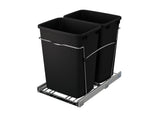 Rev-A-Shelf 35-Quart Plastic Soft-Close Dual Pull-Out Trash Can, Bottom-Mount, Chrome Frame