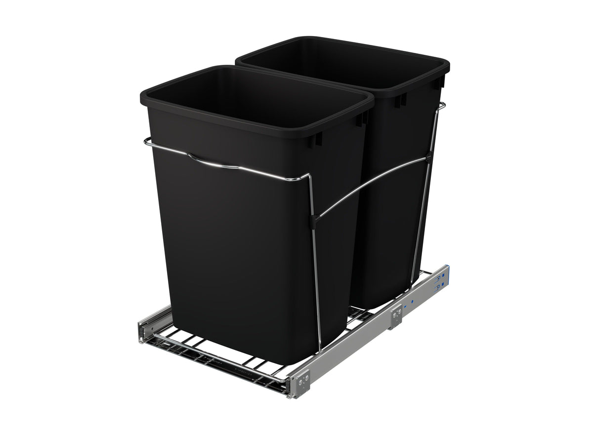 Rev-A-Shelf 35-Quart Plastic Soft-Close Pull-Out Trash Can, Dual Bins