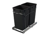 Rev-A-Shelf 27-Quart Plastic Soft-Close Dual Pull-Out Trash Can, Chrome Frame