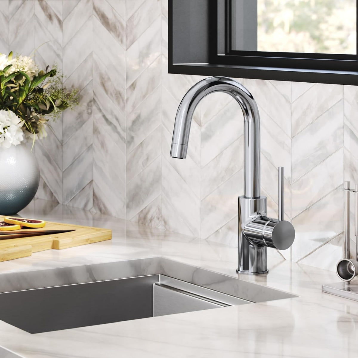 KRAUS Oletto Single Handle Bar Kitchen Faucet, Chrome, KPF-2600CH