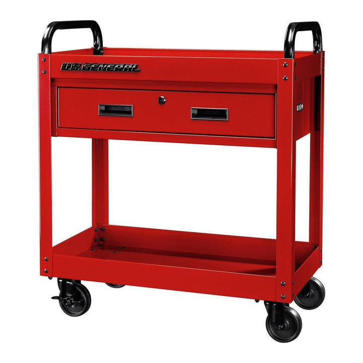 U.S. General 30 in. Service Cart with Drawer, Red