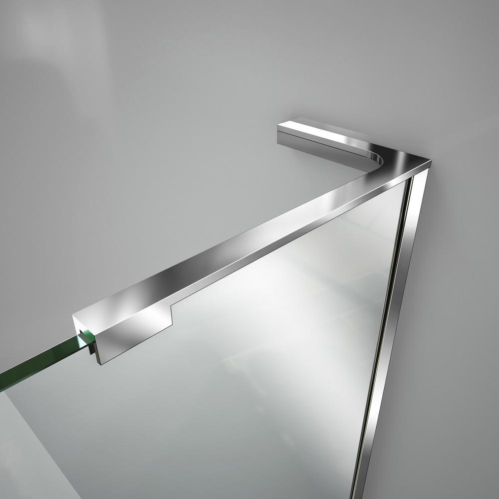 Prism Plus 40 in. x 40 in. x 74.75 in. Semi-Frameless Neo-Angle Hinged Shower Enclosure in Brushed Nickel with Base - Super Arbor