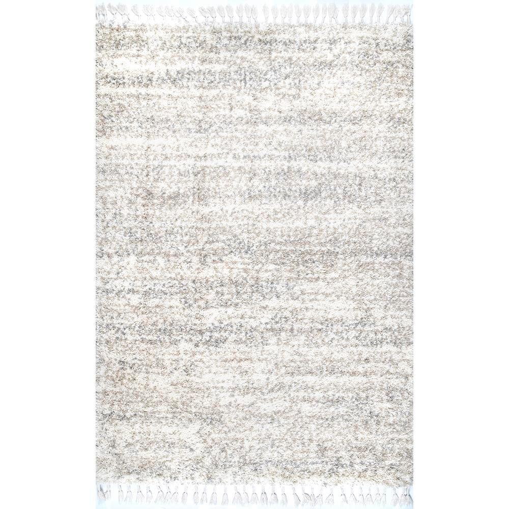 Contemporary Brooke Ivory 9 ft. x 12 ft. Shag Area Rug - Super Arbor