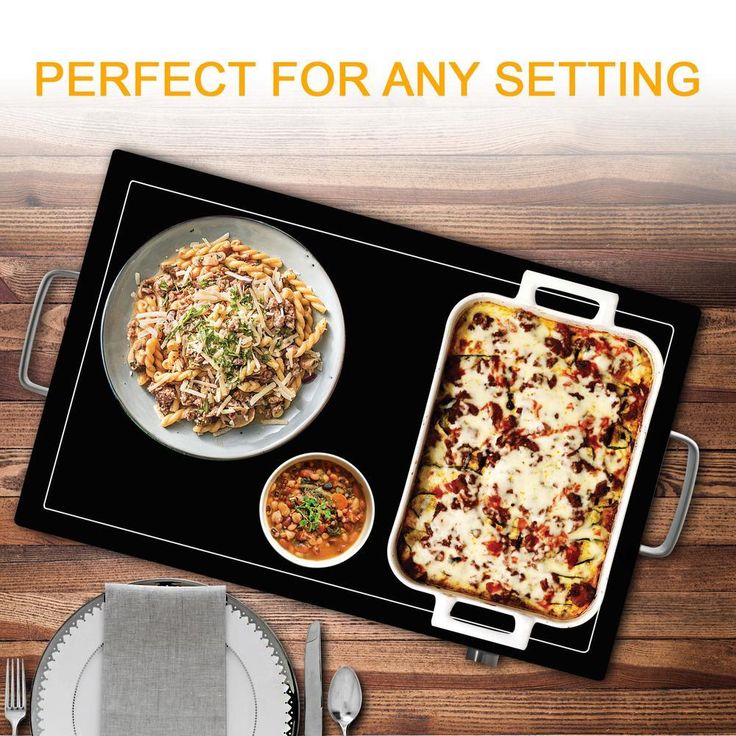 Electric Black Warming Tray with Adjustable Temperature Controls