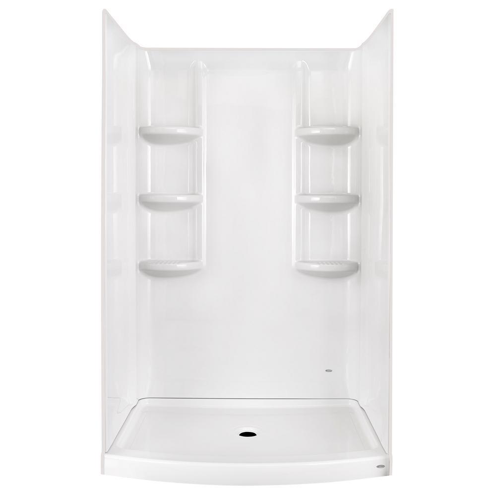 Ovation 30 in. x 48 in. 3-piece Direct-to-Stud Shower Wall in Arctic White - Super Arbor